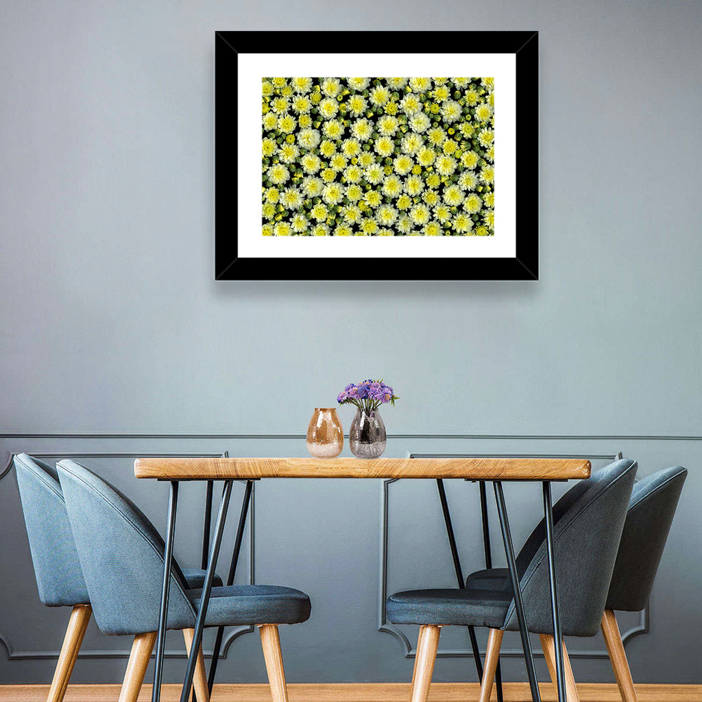 Yellow Chrysanthemum Bloom Pattern Wall Art