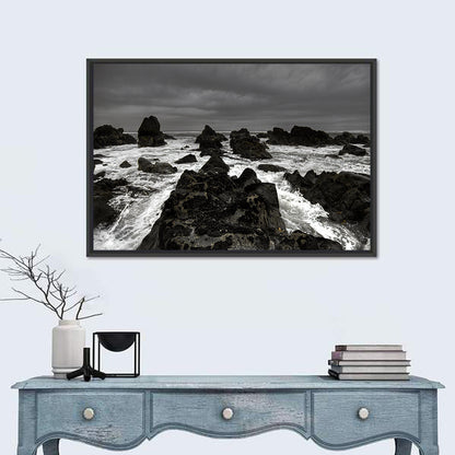 Rocky Beach Waves Wall Art