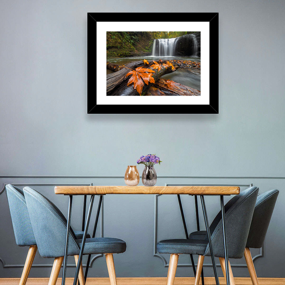 Clackamas Waterfall with Maple Leaf Wall Art