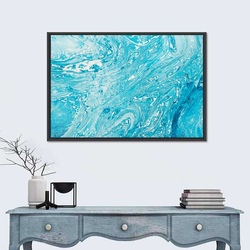 Cerulean Marbled Waves Wall Art