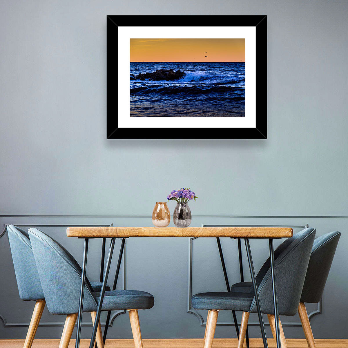 Marmara Sea Waves at Sunset Wall Art in a room, landscape