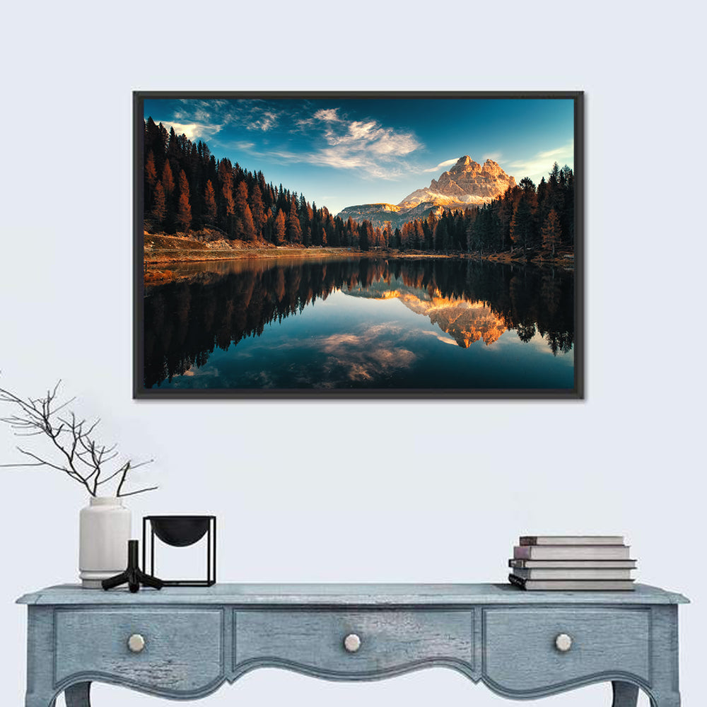 Lago Antorno Golden Hour Reflection Wall Art
