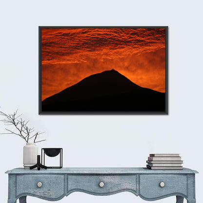 Pico Island Volcano Silhouette at Sunset Wall Art