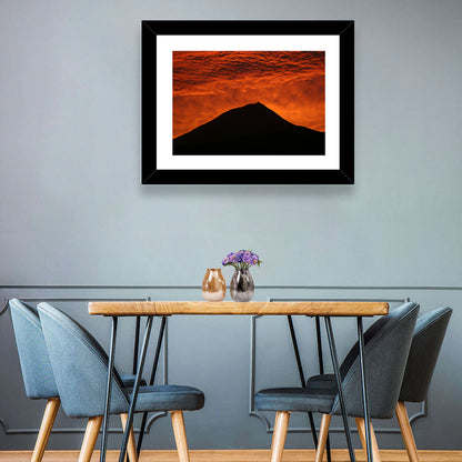Pico Island Volcano Silhouette at Sunset Wall Art