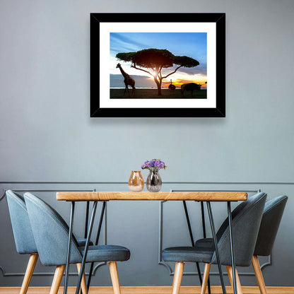 Savanna Silhouettes at Golden Hour Wall Art