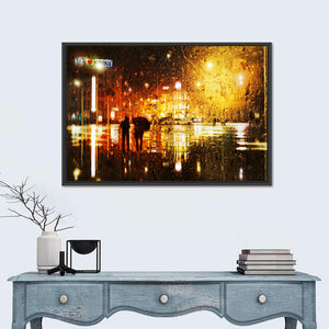 Couple in Rain Abstract Wall Art