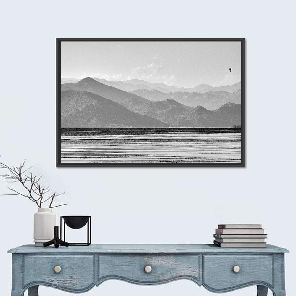 Skadar Lake Monochrome Landscape Wall Art