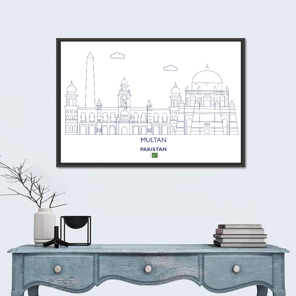 Multan Skyline with Shah Rukn-e-alam Wall Art in a room, landscape