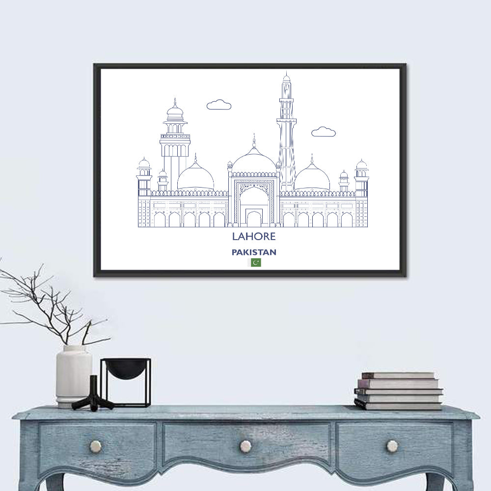 Lahore Skyline with Badshahi Mosque Wall Art in a room, landscape