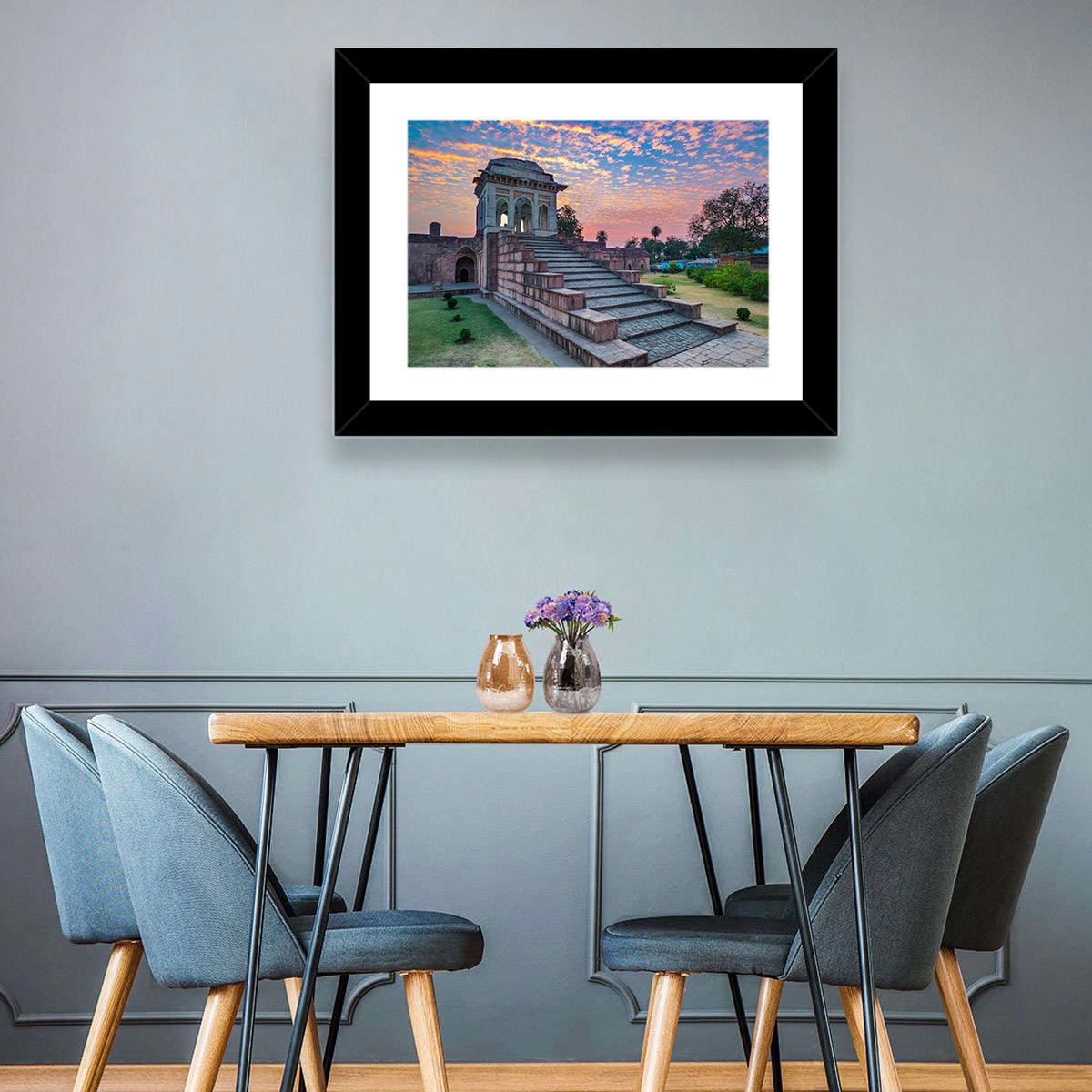 Jahaz Mahal Staircase at Sunset Wall Art in a room, landscape
