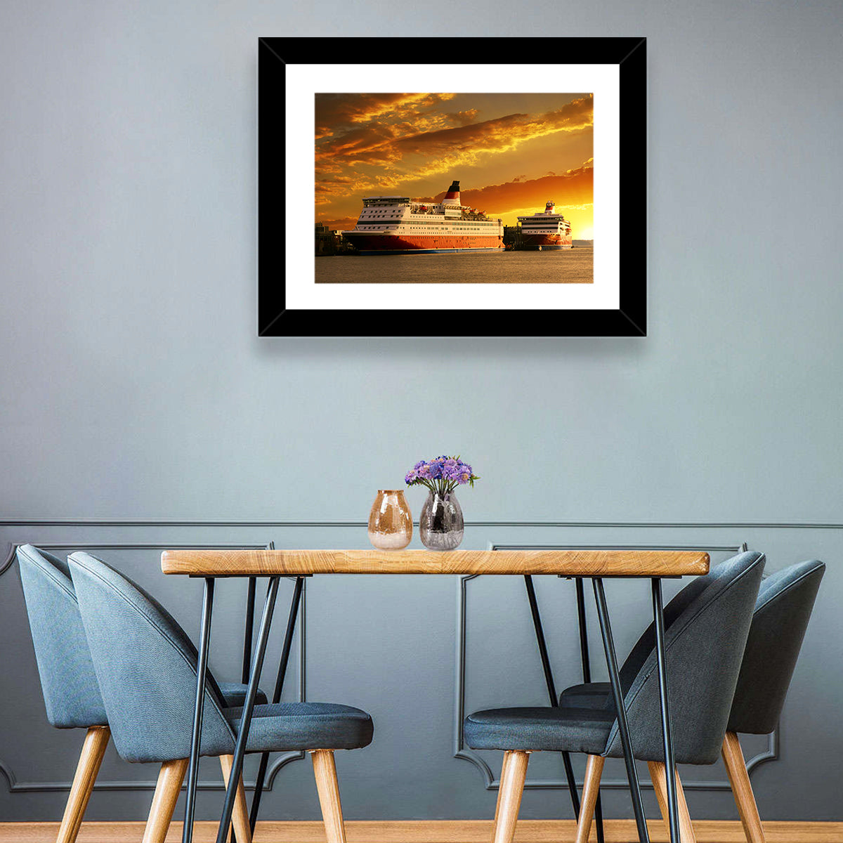 Red-hulled Cruise Ships at Dusk Wall Art