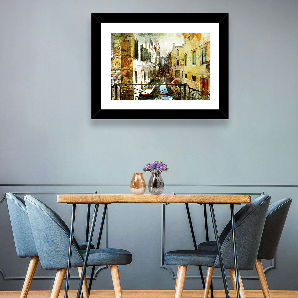 Venice Canal View Wall Art in a room, landscape