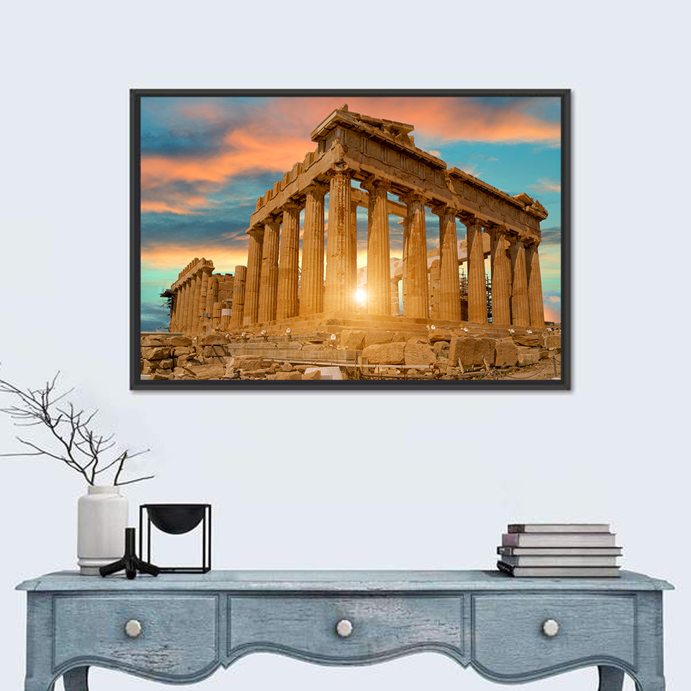 Parthenon at Sunset Wall Art in a room, landscape