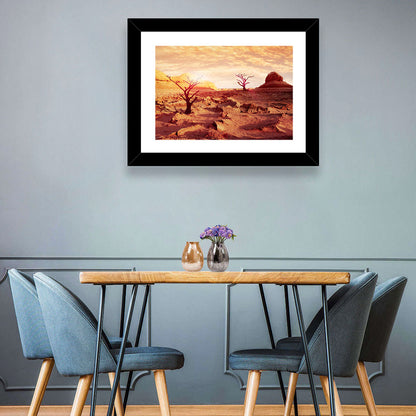 Gnarled Trees at Desert Sunset Wall Art