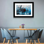 Rainy Abstract Skyline Reflection Wall Art