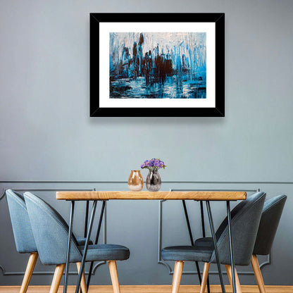 Rainy Abstract Skyline Reflection Wall Art