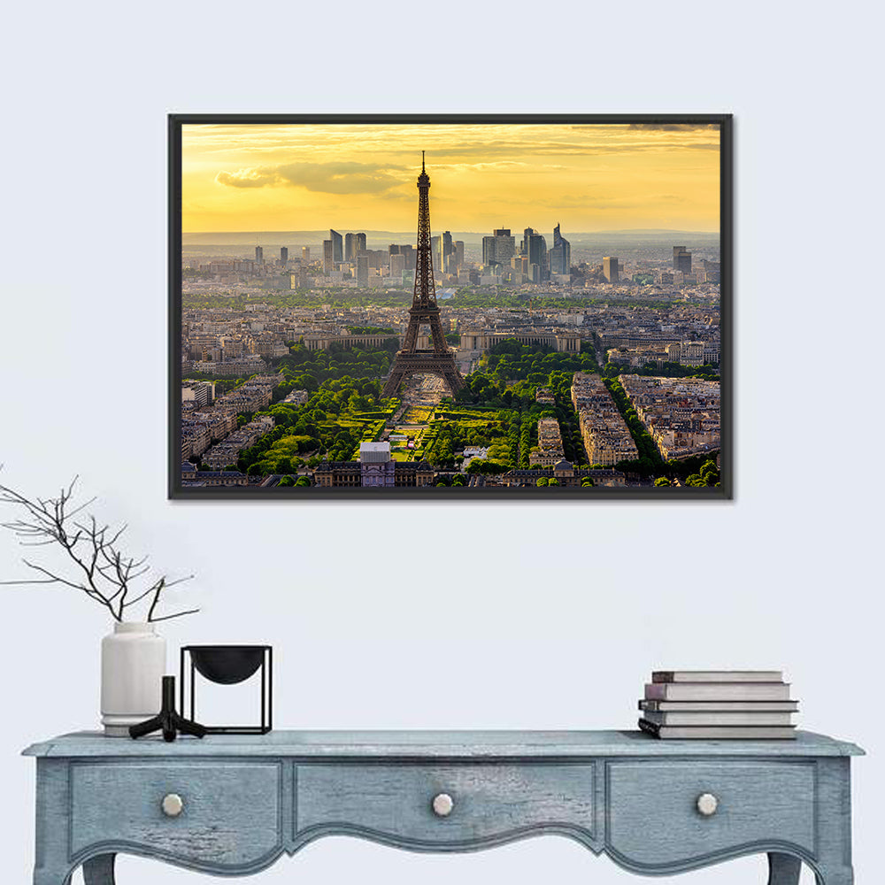 Eiffel Tower at Golden Hour Wall Art in a room, landscape