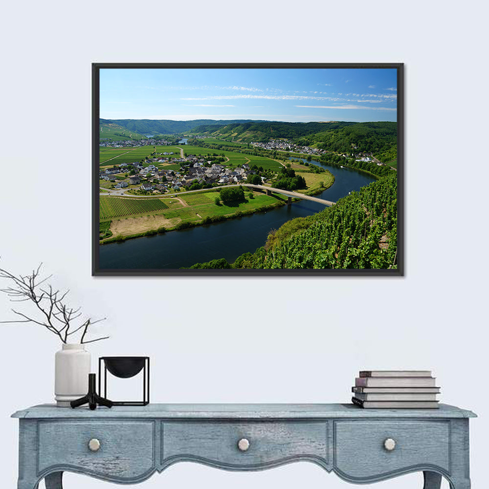 Piesport Moselle River View Wall Art in a room, landscape