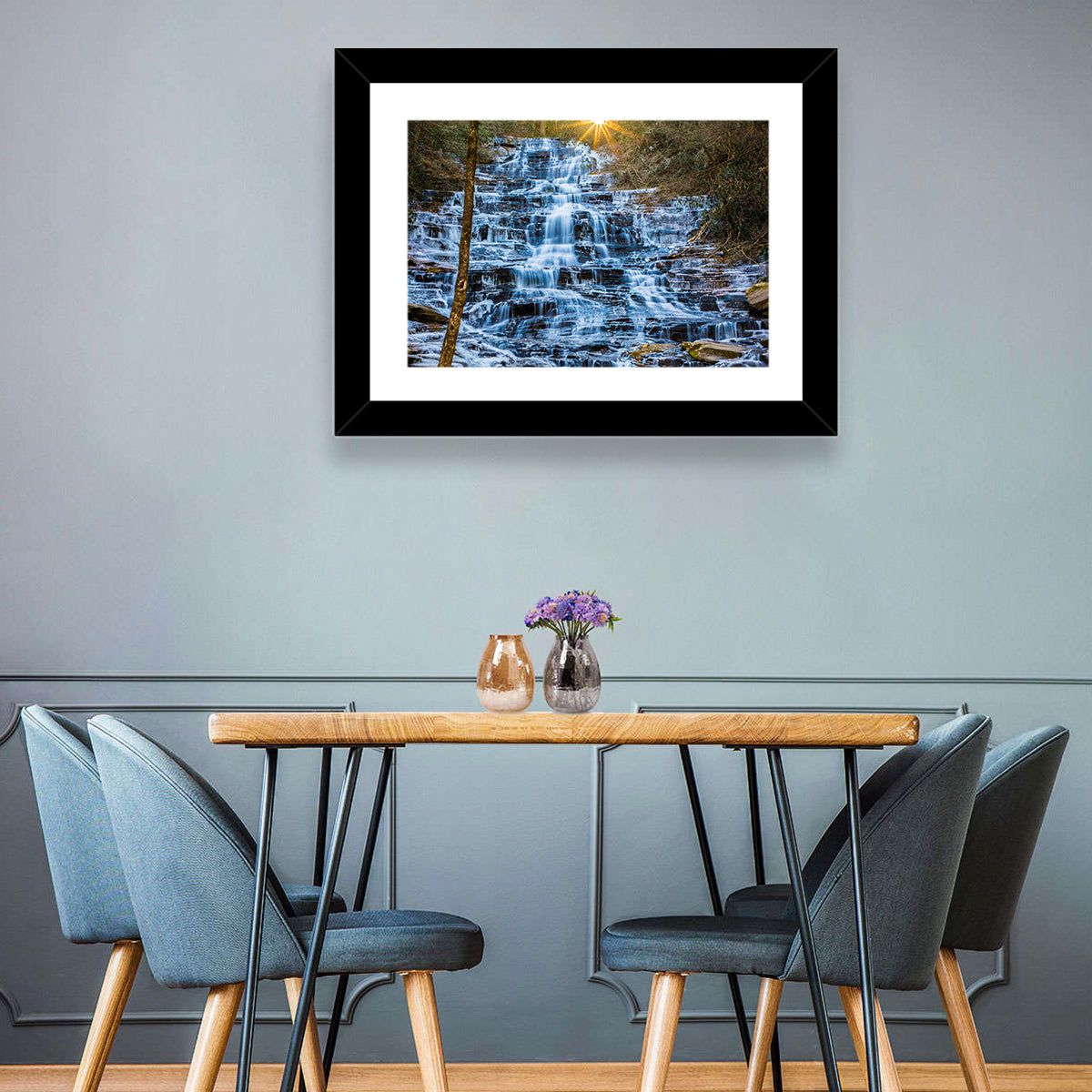 Minnehaha Falls Winter Cascade Wall Art in a room, landscape