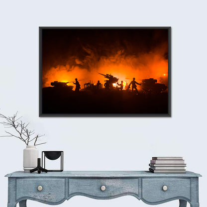 Nighttime Battlefield Silhouette Wall Art