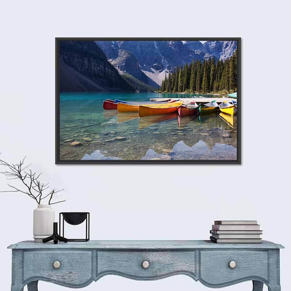 Canoes at Moraine Lake Wall Art