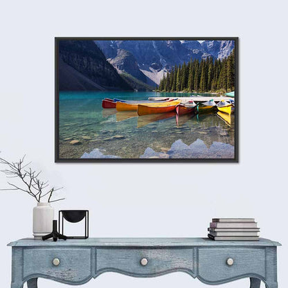 Canoes at Moraine Lake Wall Art