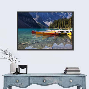 Moraine Lake Canoes Wall Art