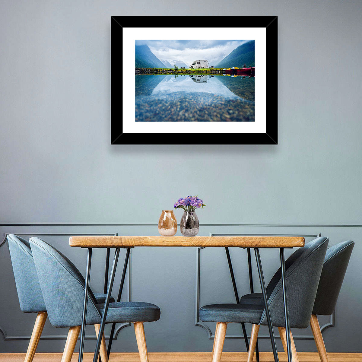Motorhome by Mountain Lake Wall Art
