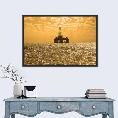 Sunset Oil Rig Silhouette Wall Art