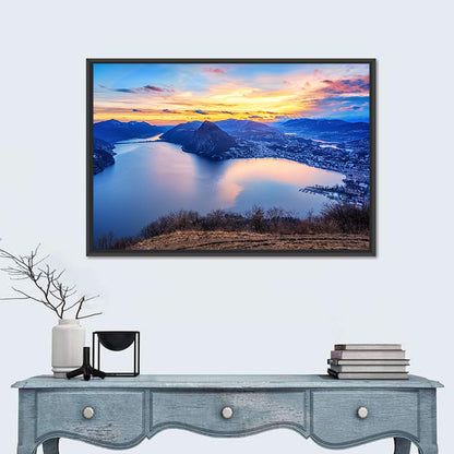 Sunset Over Lake Lugano Wall Art