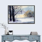 Bare Trees Winter Watercolor Wall Art