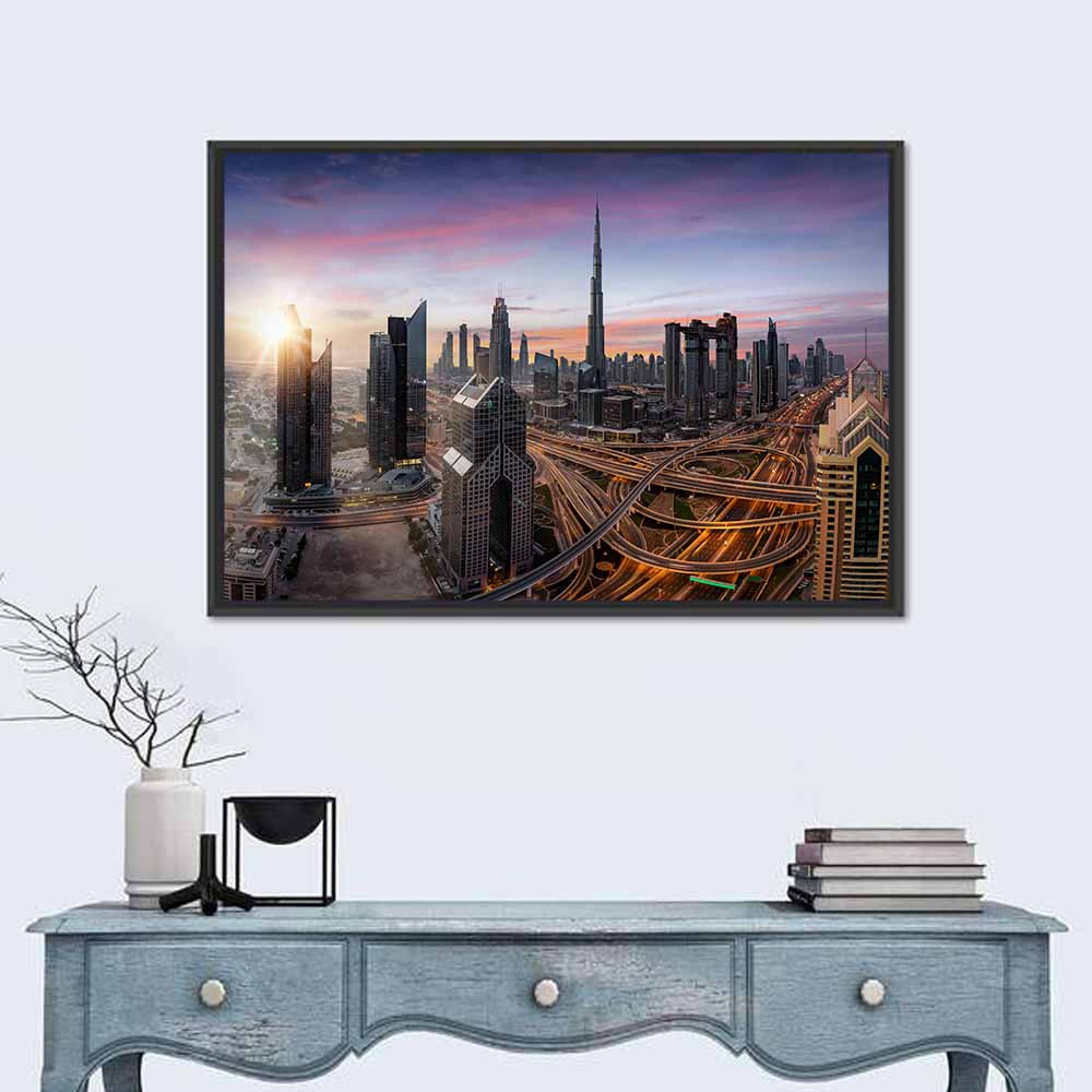 Dubai Skyline at Dusk Wall Art