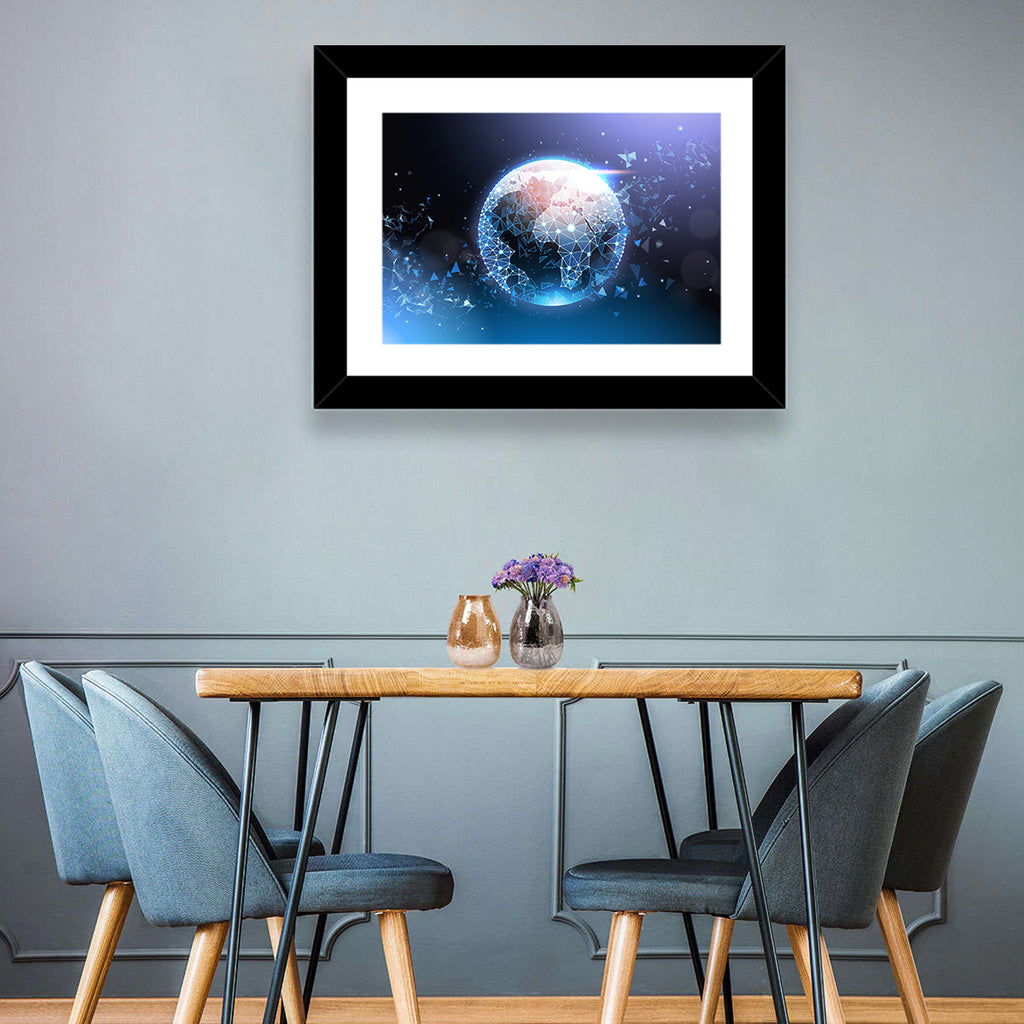 Wireframe Globe Network Wall Art