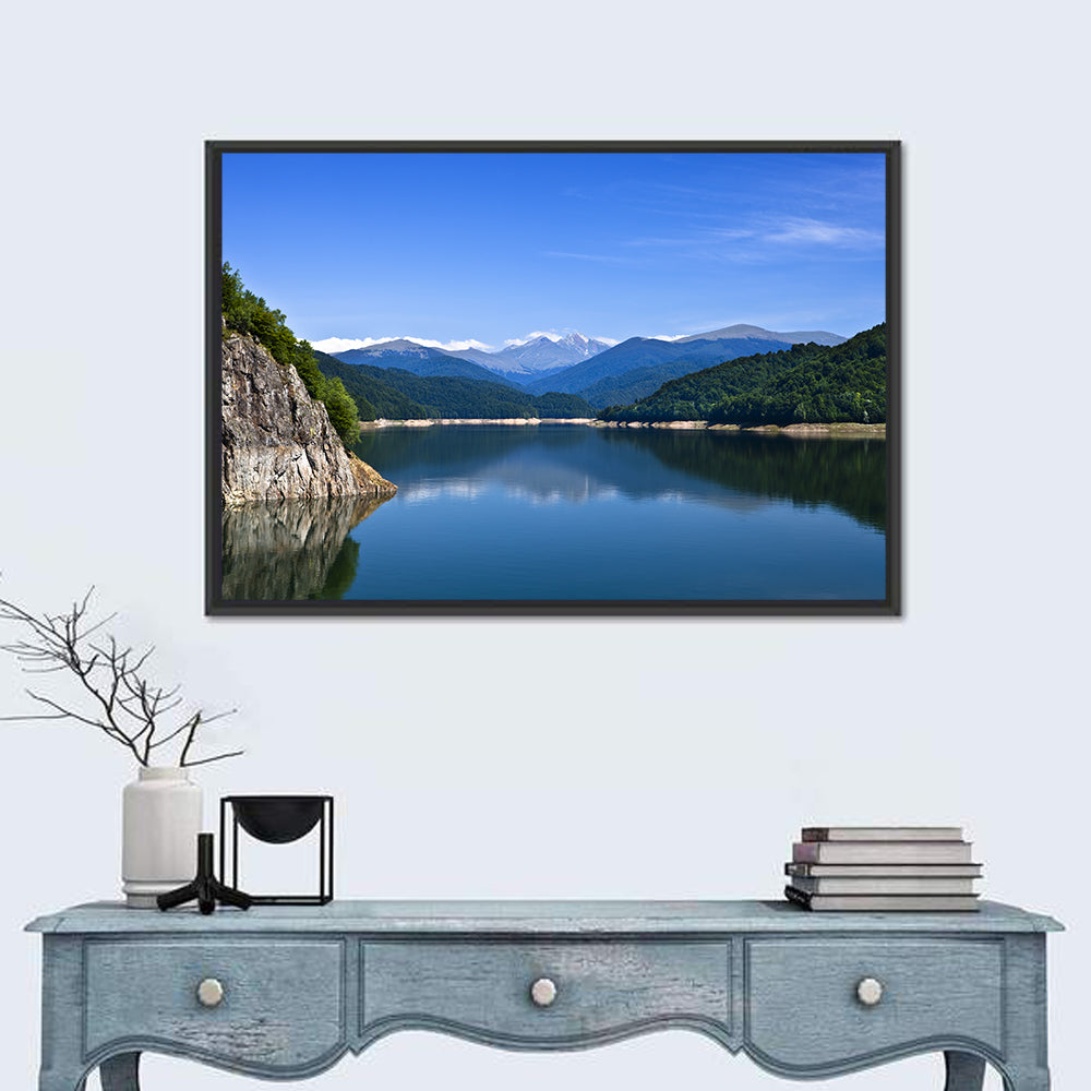 Cliffside Mountain Lake Reflection Wall Art