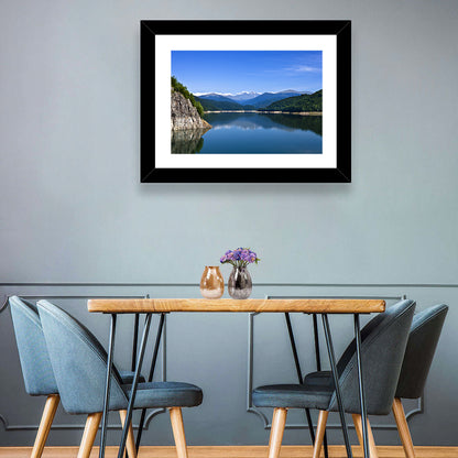 Cliffside Mountain Lake Reflection Wall Art