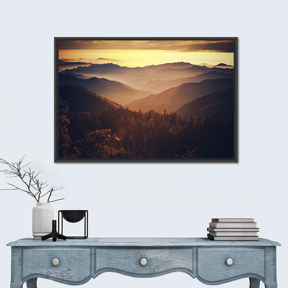 Sierra Nevada Mountains Wall Art in a room, landscape