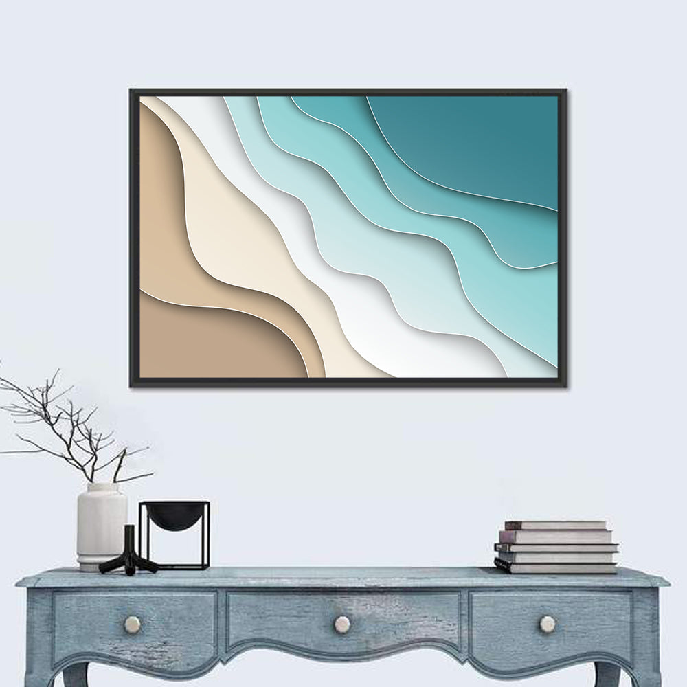 Aerial Beach Layers Wall Art in a room, landscape