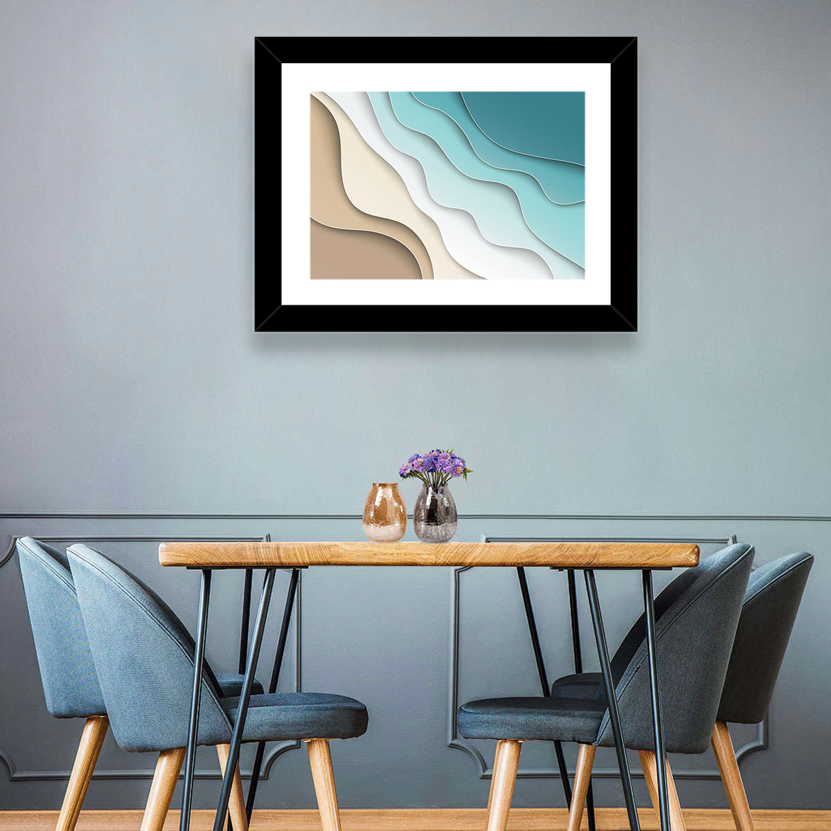 Aerial Beach Layers Wall Art in a room, landscape