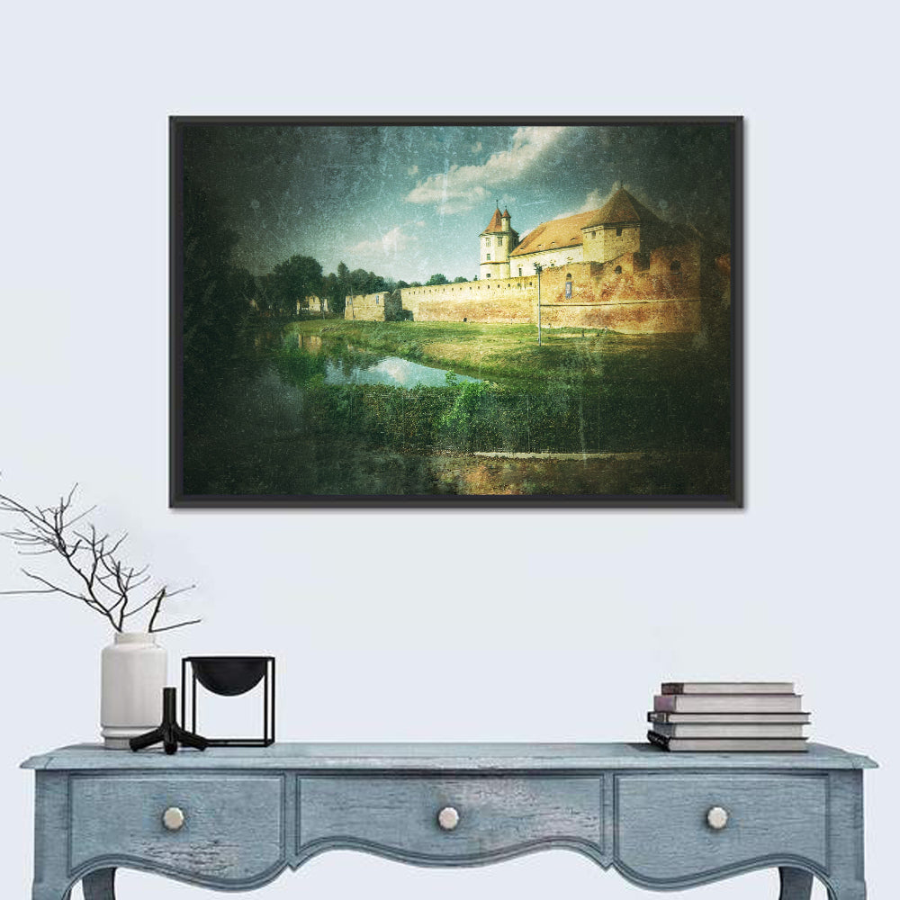 Făgăraș Fortress Moat Reflection Wall Art in a room, landscape