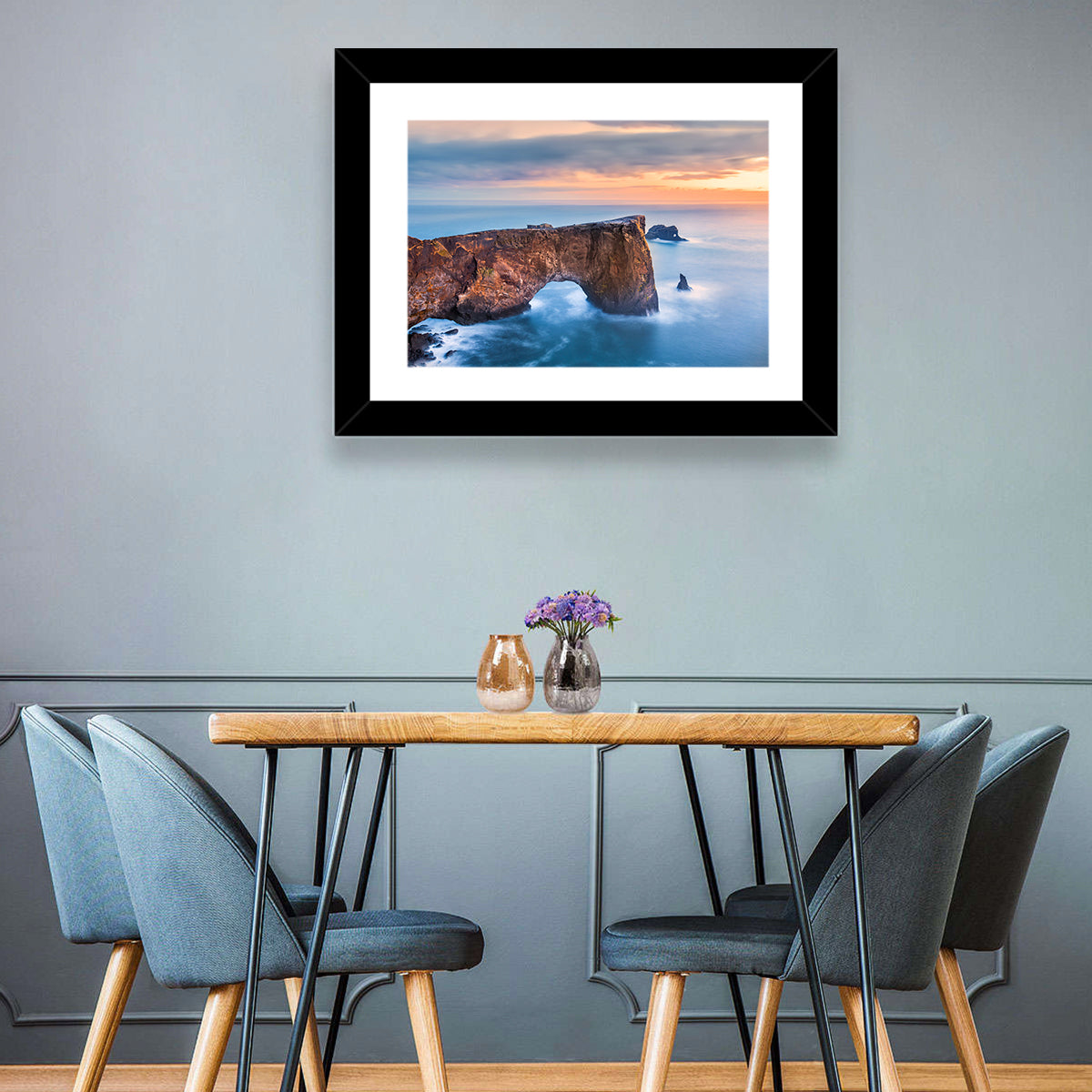 Dyrhólaey Sea Arch at Sunset Wall Art in a room, landscape