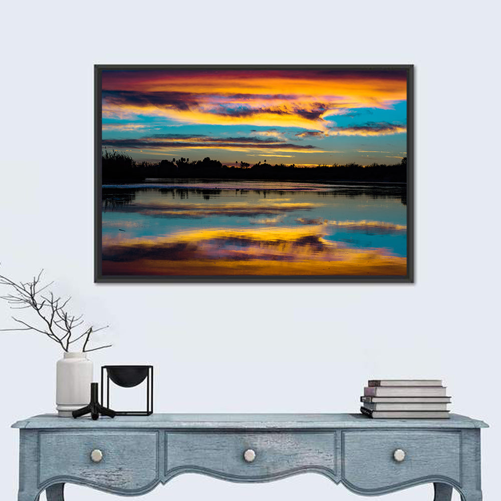 Colorado River Dusk Reflection Wall Art in a room, landscape