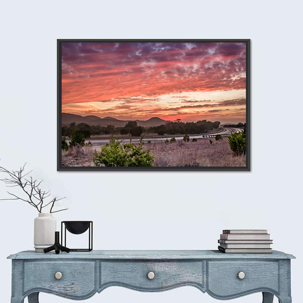 Sunset Curve on Texas Highway 16 Wall Art in a room, landscape