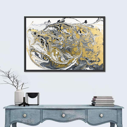 Metallic Gold Marbled Abstract Wall Art