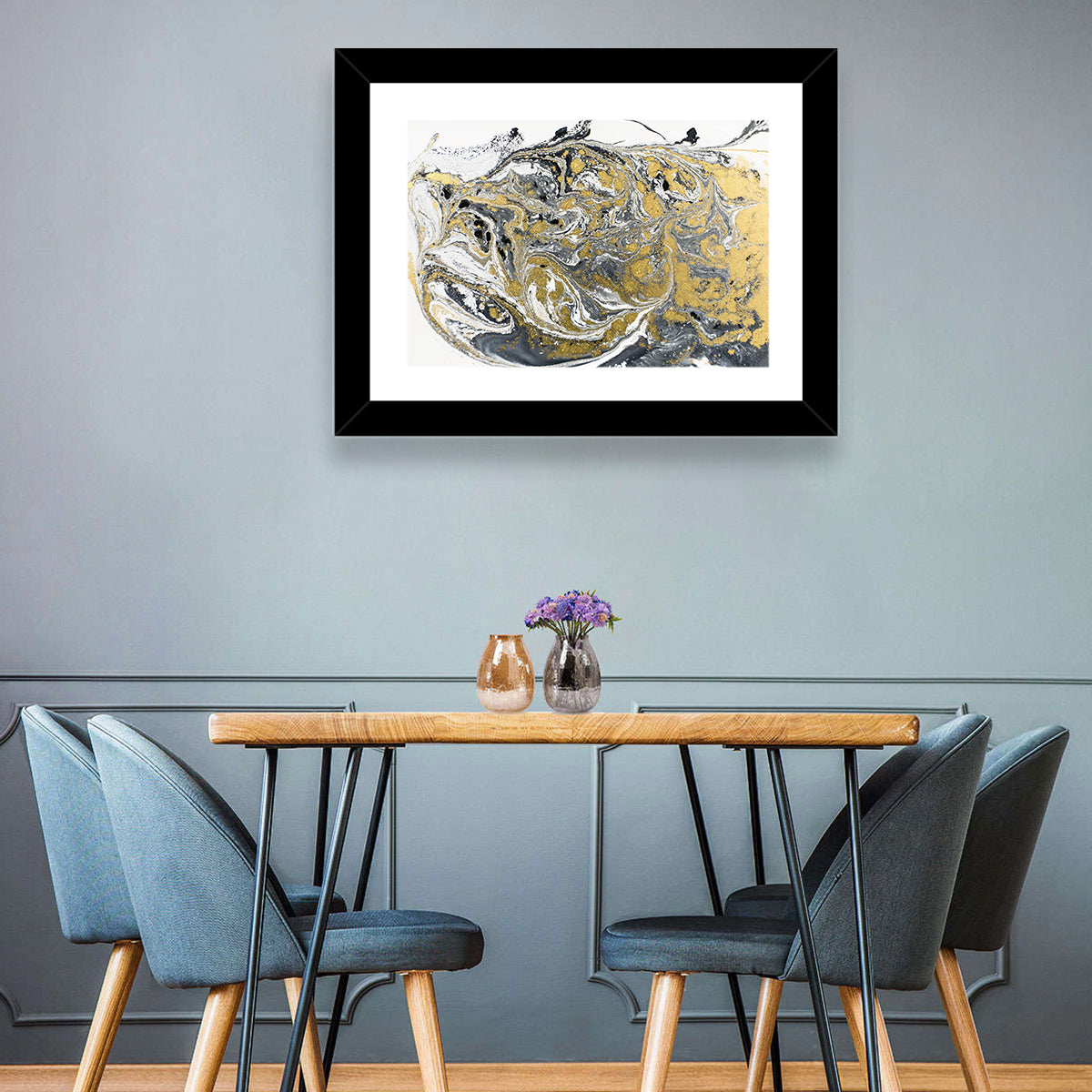 Metallic Gold Marbled Abstract Wall Art