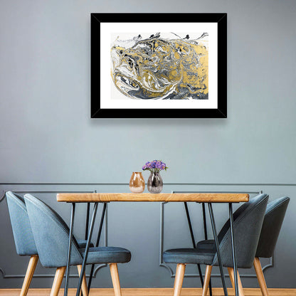 Metallic Gold Marbled Abstract Wall Art