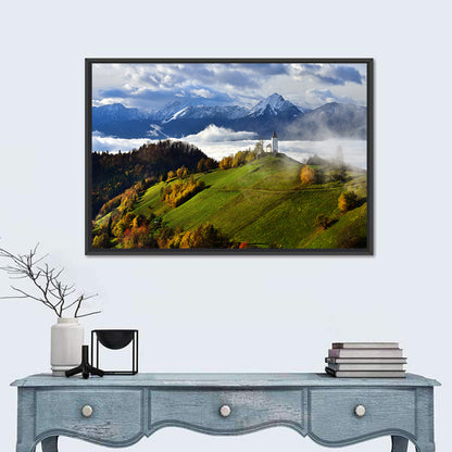 Jamnik Church on Misty Hill Wall Art