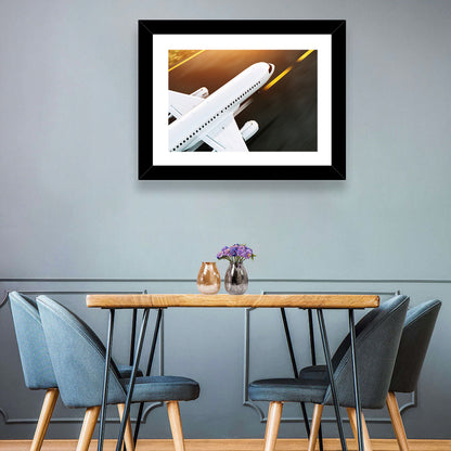 Commercial Jet Takeoff at Sunset Wall Art