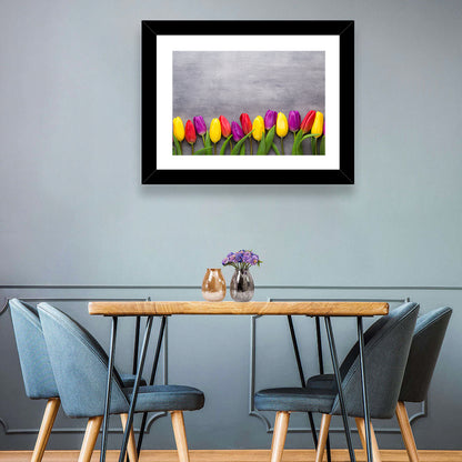 Row of Multicolored Tulips Wall Art