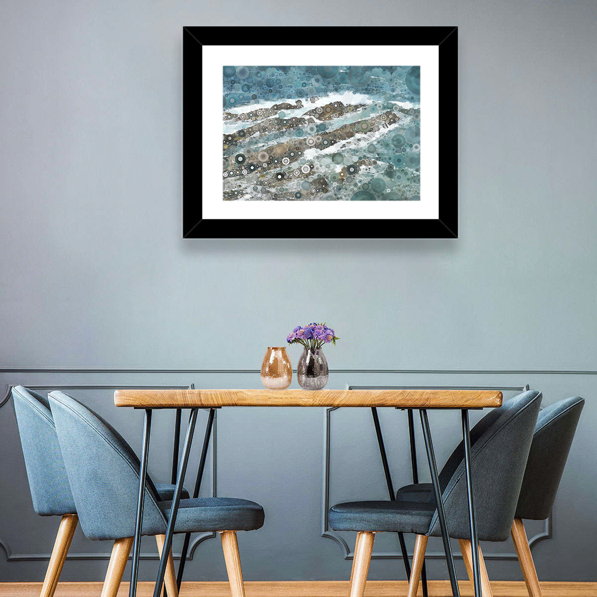 Teal Mosaic Ocean Wave Wall Art
