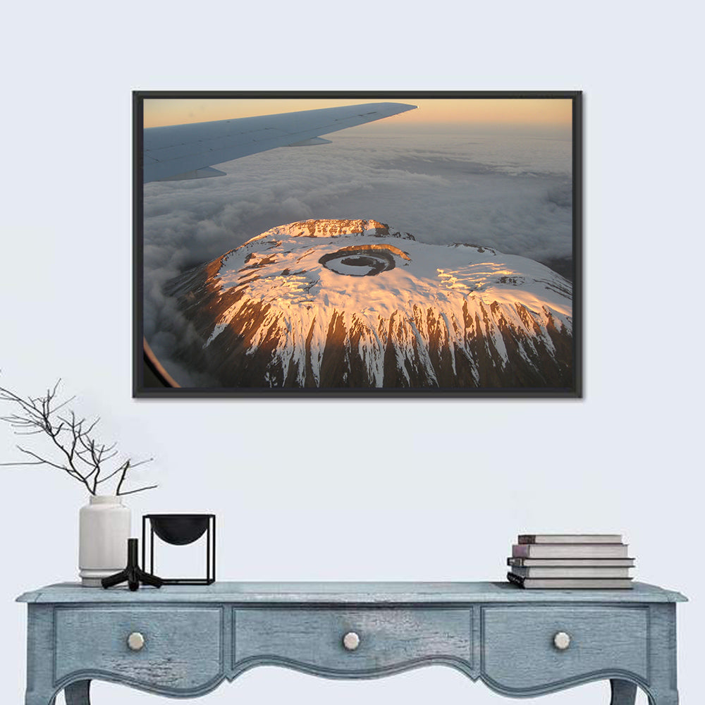Mount Kilimanjaro Sunset Wall Art in a room, landscape